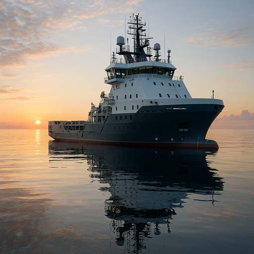 Support vessel at sunset